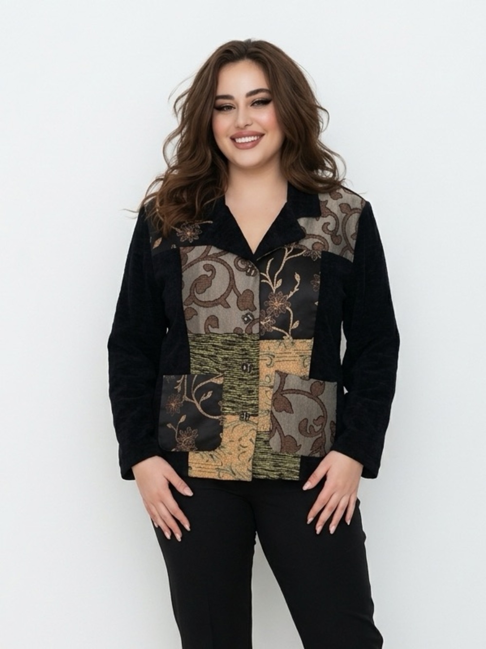 Allure Black Textured Jacket | Vintage Patchwork | Granny Style